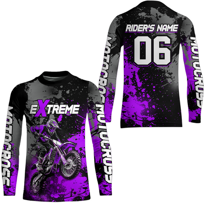 Adult&Kid purple custom dirt bike jersey motocross jersey mens women extreme motocross shirt| CTP08