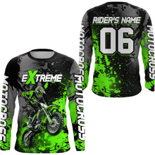 Load image into Gallery viewer, Adult&amp;Kid green custom dirt bike jersey motocross jersey mens women extreme motocross shirt| CTP08