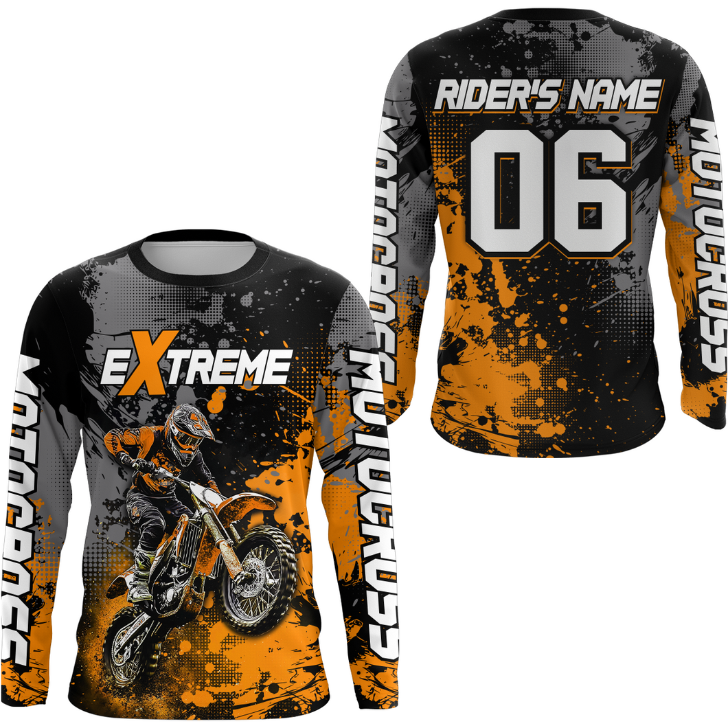 Adult&Kid orange custom dirt bike jersey motocross jersey mens women extreme motocross shirt| CTP08