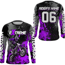 Load image into Gallery viewer, Adult&amp;Kid purple custom dirt bike jersey motocross jersey mens women extreme motocross shirt| CTP08