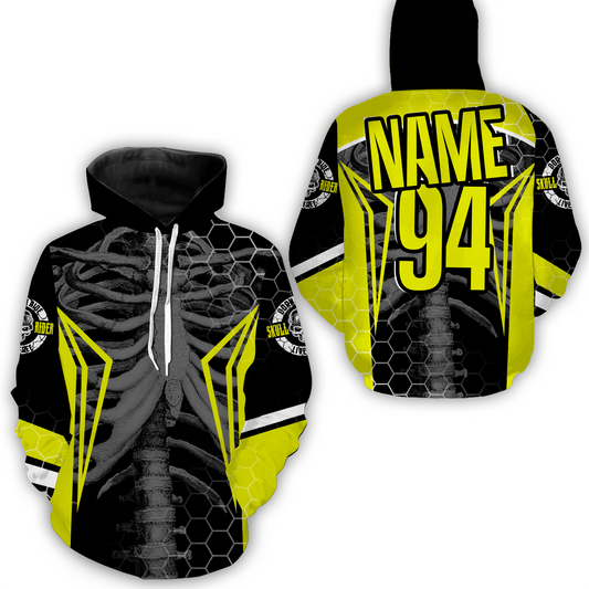 Custom Dirt Bike Hoodie Yellow Cool Bone Motocross Hooded Youth Motorcycle Hoodie| CTP42