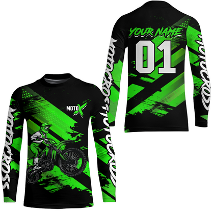 Adult&Kid Green Custom Dirt Bike Jersey Motocross Jersey Upf30+ Motocross Shirt| CTP79