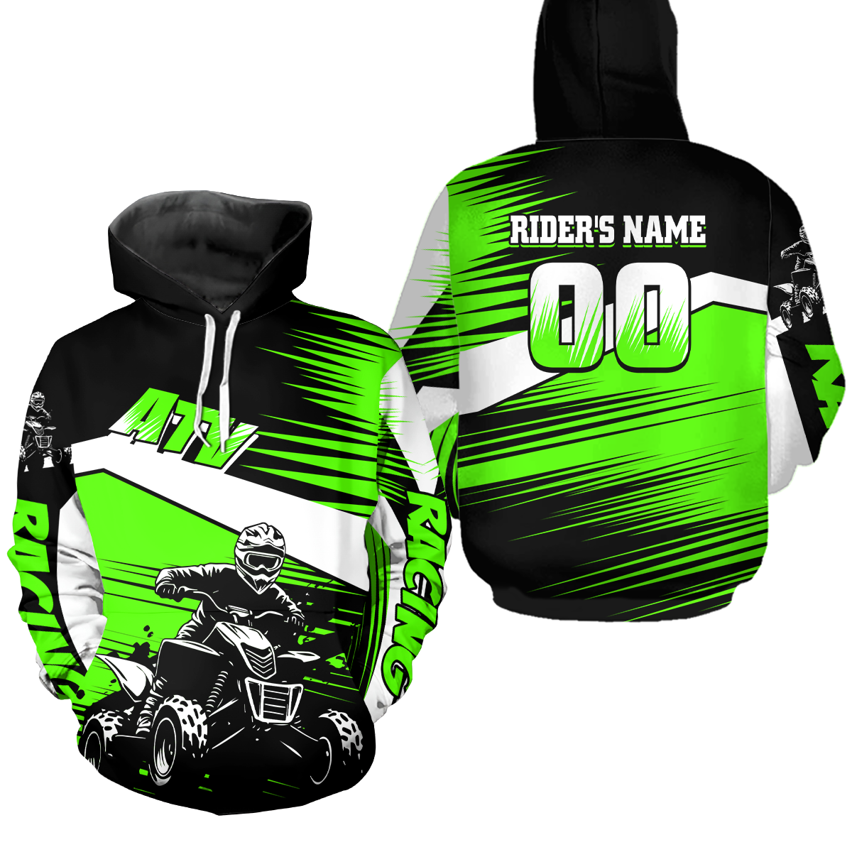 Custom Green ATV Motocross Hoodie Jersey Kids Youth Quad Racing Hoodie Shirt For Men Women NHN001