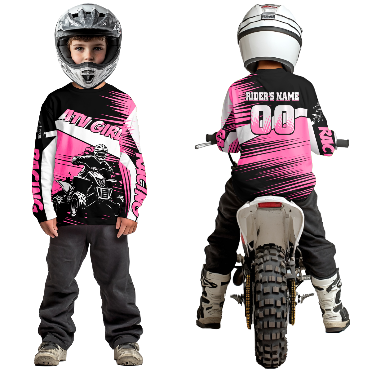 Custom Pink ATV Motocross Jersey for Adult Kids Youth Quad Dirt Bike Racing Shirt For Men Women NHN001
