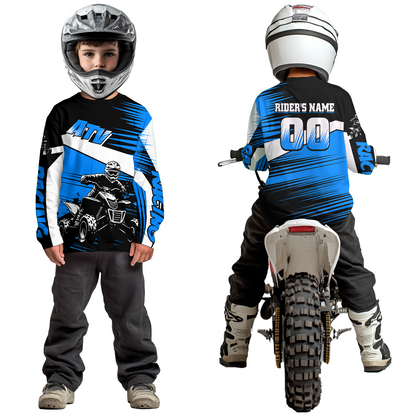 Custom Blue ATV Motocross Jersey for Adult Kids Youth Quad Dirt Bike Racing Shirt For Men Women NHN001