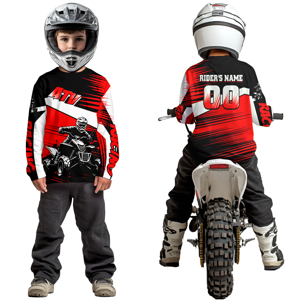 Custom Red ATV Motocross Jersey for Adult Kids Youth Quad Dirt Bike Racing Shirt For Men Women NHN001