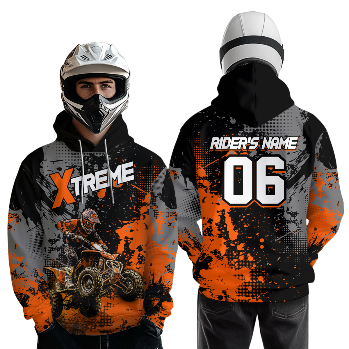 Custom ATV Motocross Hoodie Orange Upf30+ Extreme Quad Bike Off-Road Jersey Men Kid Mx Riding Hoodied NHN010