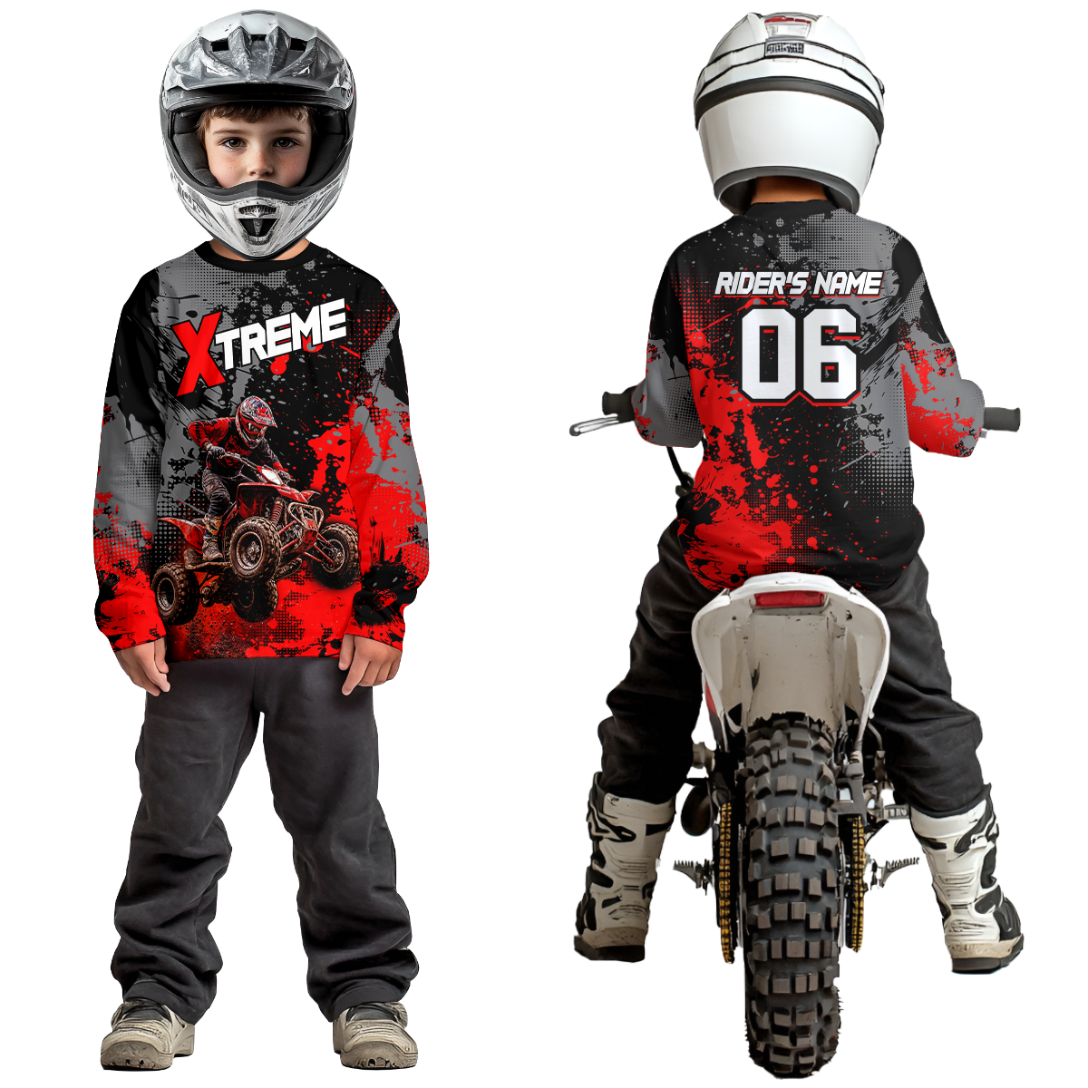 Custom Atv Motocross Shirt Red UPF30+ Extreme Quad Bike Off-Road Jersey Men Kid Mx Riding Shirts NHN010