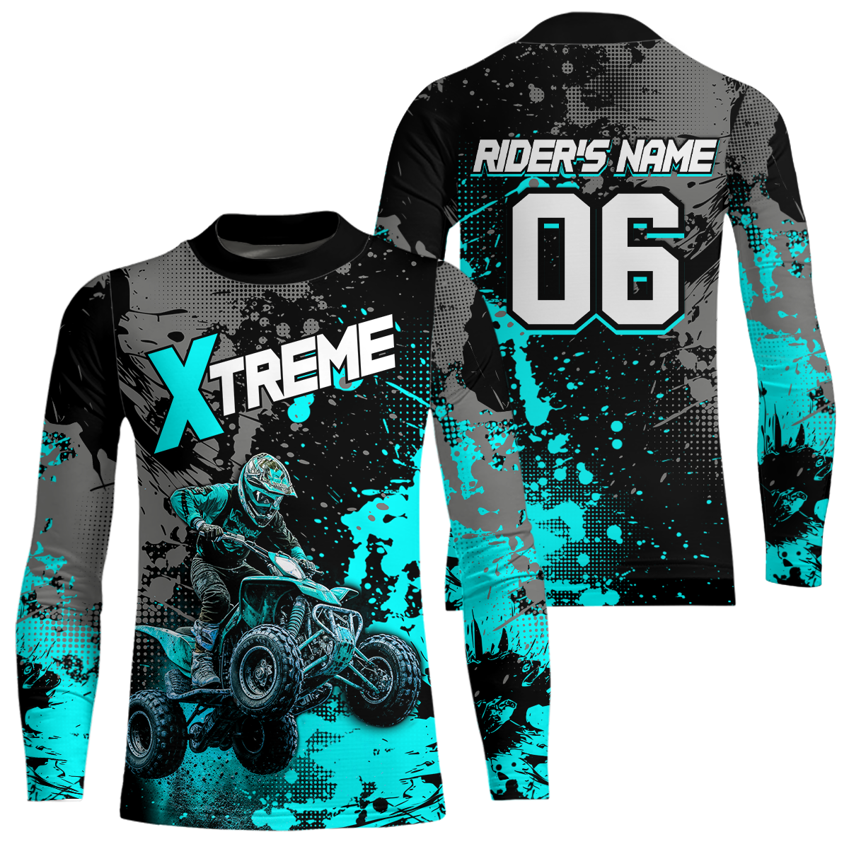 Custom Atv Motocross Shirt Turquoise UPF30+ Extreme Quad Bike Off-Road Jersey Men Kid Mx Riding Shirts NHN010