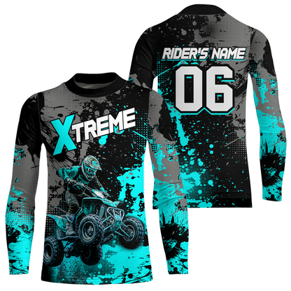 Custom Atv Motocross Shirt Turquoise UPF30+ Extreme Quad Bike Off-Road Jersey Men Kid Mx Riding Shirts NHN010