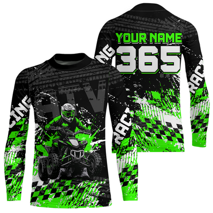 Custom Green ATV Motocross Jersey Upf30+ Quad Bike Shirt Extreme Racing Adult Youth Off-Road Quad Shirt NHN009