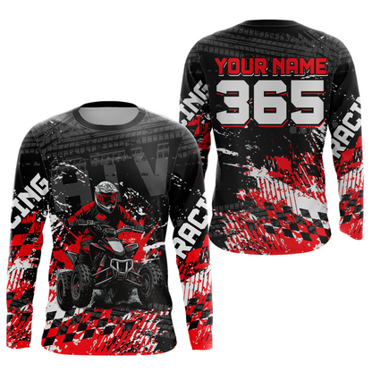 Custom Red ATV Motocross Jersey Upf30+ Quad Bike Shirt Extreme Racing Adult Youth Off-Road Quad Shirt NHN009