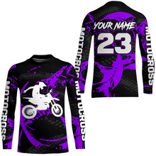 Load image into Gallery viewer, Custom Dirt Bike Jersey Purple Motocross Jersey Upf30+ Mens Women Racing Shirt| CTP28