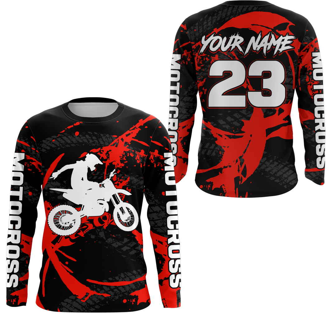 Custom Dirt Bike Jersey Red Motocross Jersey Upf30+ Mens Women Racing Shirt| CTP28