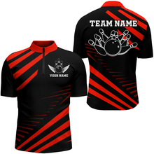 Load image into Gallery viewer, Red Bowling Jersey Men And Women Custom Bowling Team Shirts Unisex Bowling Polo Quarter-zip CP26