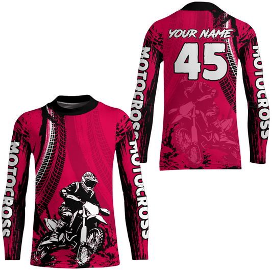 Adult&Kid Pink Custom Motocross Jersey UPF30+ MX Racing Biker Off-road Dirt Bike Racewear| CTP65