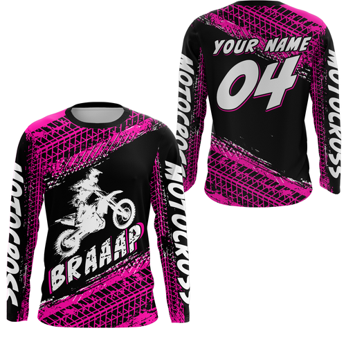 Custom Dirt Bike Jersey Pink Motocross Jersey Upf30+ Mens Women Racing Shirt| CTP27