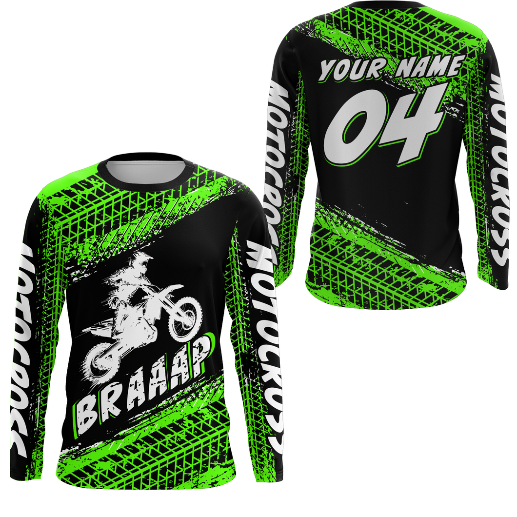 Custom Dirt Bike Jersey Green Motocross Jersey Upf30+ Mens Women Racing Shirt| CTP27