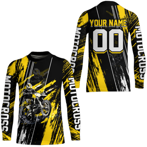 Adult&Kid Yellow Dirt Bike Jersey Motocross Jersey Upf30+ Custom Mens Women Off-Road Jersey| CTP05