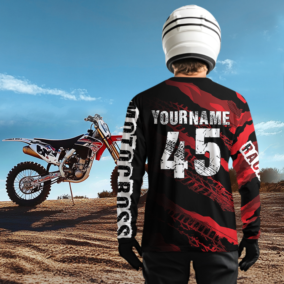 Custom Red Motocross Jersey Racing Shirts UPF30+ Dirt Bike Jersey Kid Men Women DNT09