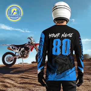Blue Dinosaur Motocross Racing Jersey UPF30+ MX Racing Dirt Bike Jersey Kid Men Women DNT05