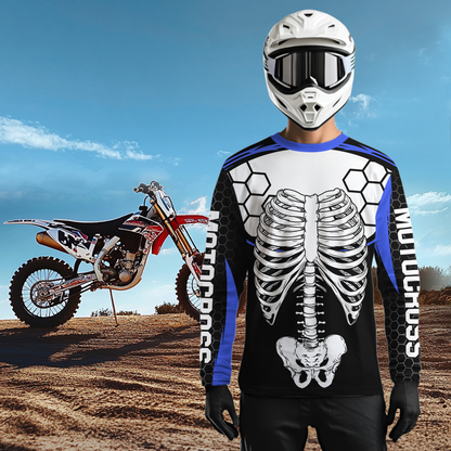 Blue Bone Motocross Racing Jersey UPF30+ MX Racing Dirt Bike Jersey Kid Men Women DNT01