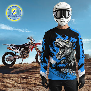 Blue Dinosaur Motocross Racing Jersey UPF30+ MX Racing Dirt Bike Jersey Kid Men Women DNT05