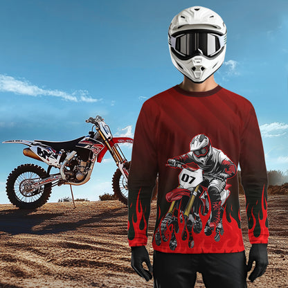 Flaming Motocross Jersey Custom Dirt Bike Jersey for Men Kid Women Motorcycle Shirt XM372