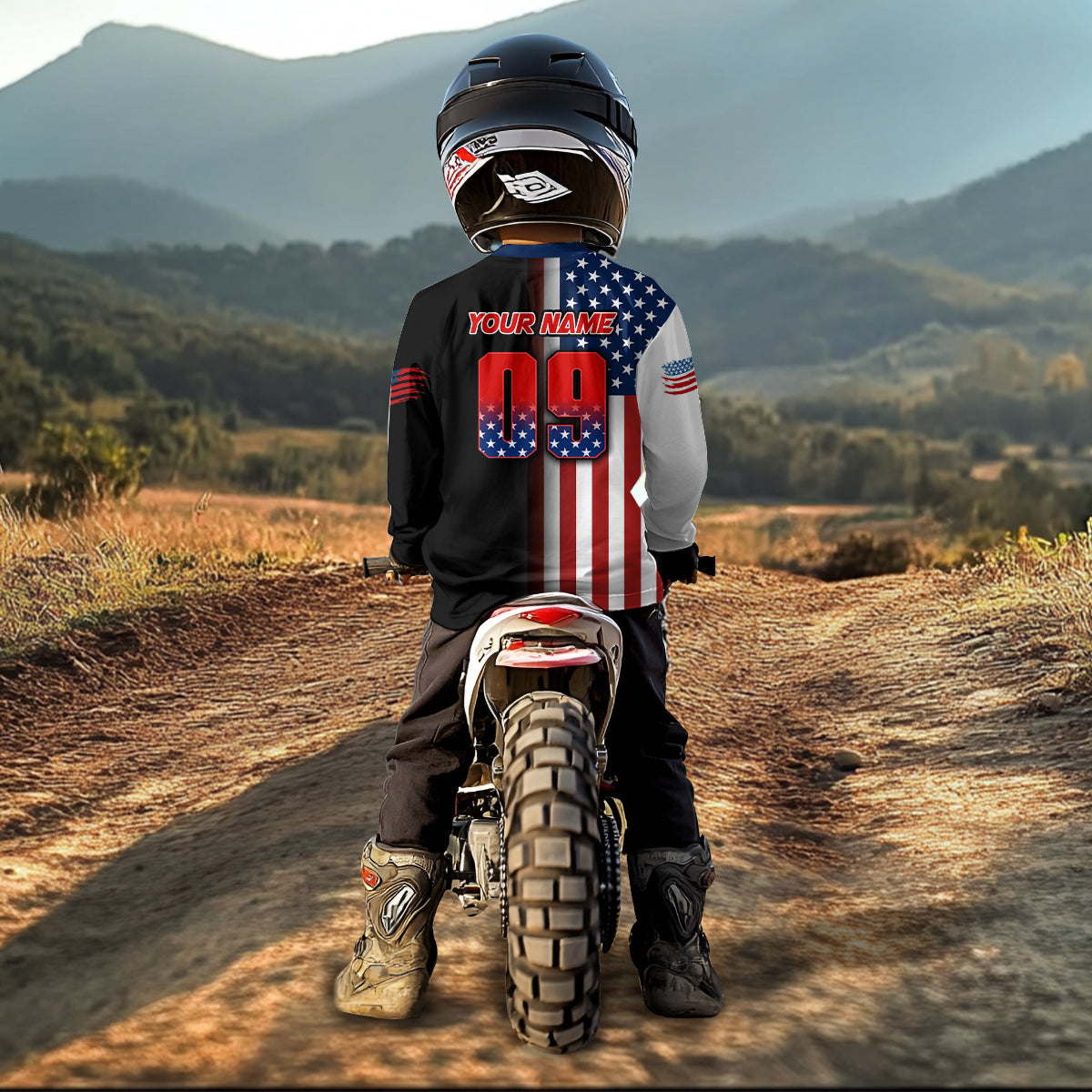 Eagle American Flag Motocross Jersey Dirt Bike Racing Shirts for Men Kid Women XM348