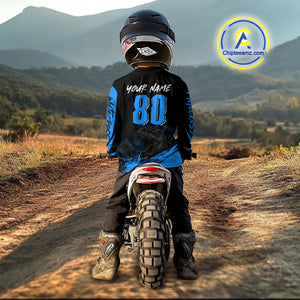 Blue Dinosaur Motocross Racing Jersey UPF30+ MX Racing Dirt Bike Jersey Kid Men Women DNT05