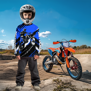 Personalized Blue Racing Jersey Motocross for Men Women Kid Upf30+ Youth Off-Road Racing Jersey DNT02