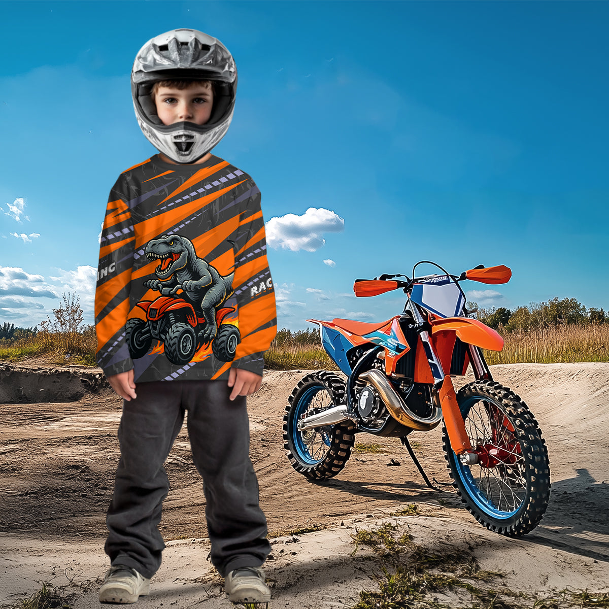 Dinosaur ATV Racing Jersey Custom ATV Riding Shirt Quad Bike ATV Jersey for Kid Adult MX121