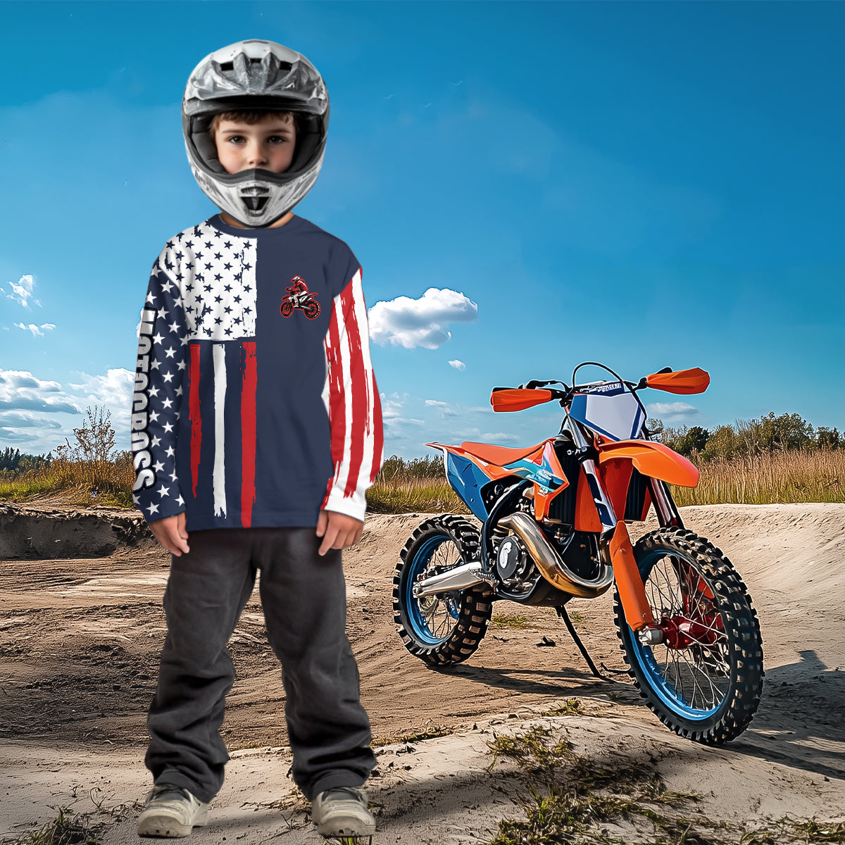 American Flag Motocross Jersey Custom for Kid Men Women Patriotic Dirt Bike Shirt XM333