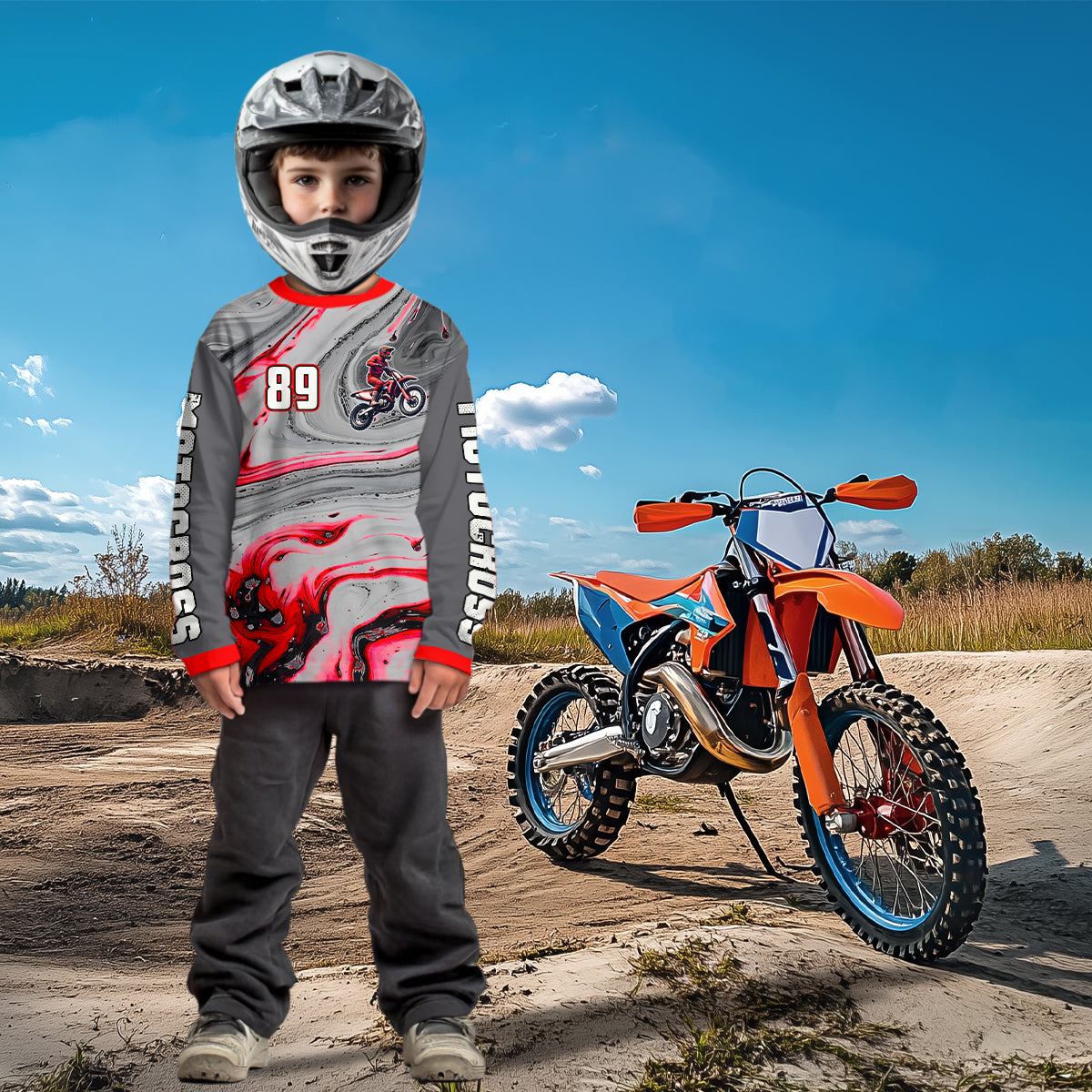 Grey&Pink Motocross Jersey Custom Dirt Bike Shirts for Men Kid Women Racing Shirt XM394