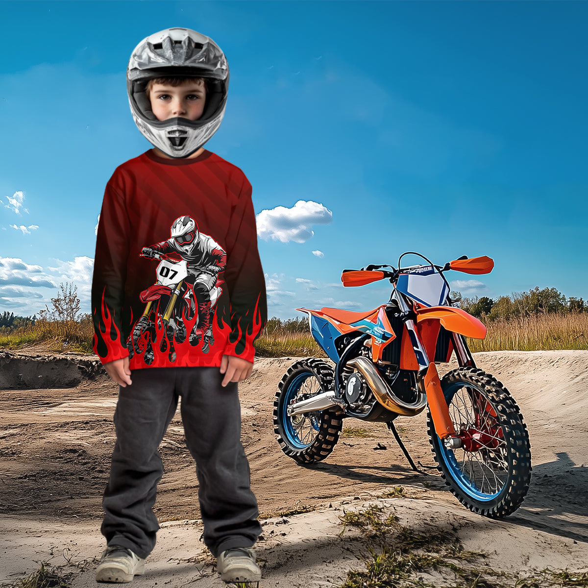 Flaming Motocross Jersey Custom Dirt Bike Jersey for Men Kid Women Motorcycle Shirt XM372