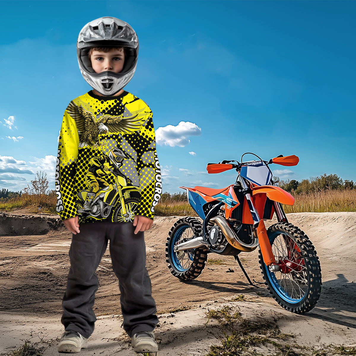 Yellow Eagle Motocross Jersey Dirt Bike Jersey Men Kid Women Motorcycle Riding Shirt XM363
