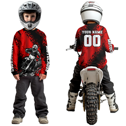 Custom Red MX Off Road Racing Shirts Kid Men Women Youth Motocross Shirts UPF30+ DNT36