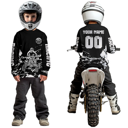 Custom Black & White Quad Bike Jersey Upf30+ Motocross Shirt for Men Women Youth ATV Extreme Off-Road MHT202