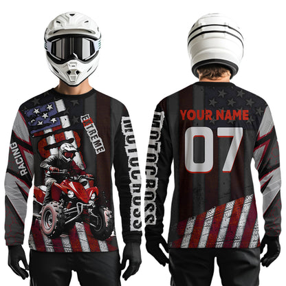 Custom ATV Motocross Jerseys UPF30+ Quad Bike Shirt Racing Adult Youth Kid American Flag Dirt Bike Jersey NHN005