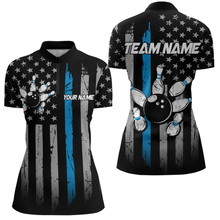 Load image into Gallery viewer, US Blue Flag Bowling Shirt for Women Custom Name Polo &amp; Quarter-Zip Bowling Jersey Bowling Team Shirt HNT23