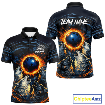 Wolf Bowling Jersey for Men Polo & 1/4 Zip Custom Wolf Bowling Team Shirts Bowling League HNT205