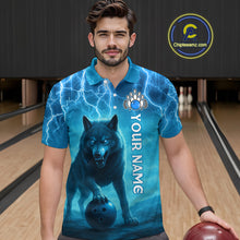 Load image into Gallery viewer, Lightning Wolf Bowling Shirts for Team Women Men Custom Blue Wolf Bowling Jerseys MBL193