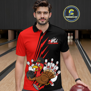 Red Turkey Bowling Shirts for Women Men Team Custom Bowling Jerseys Thanksgiving MBL180