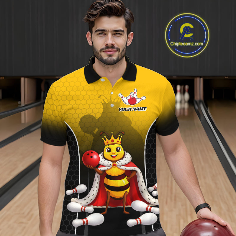Custom King Bee Bowling Jersey for Men Bowling Team Shirts Bowling Polo & 1/4 Zip HNT266
