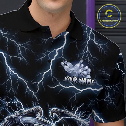 Custom Thunder Skeleton Bowling Jersey for Men Polo & 1/4 Zip Bowling Team Shirts HNT152