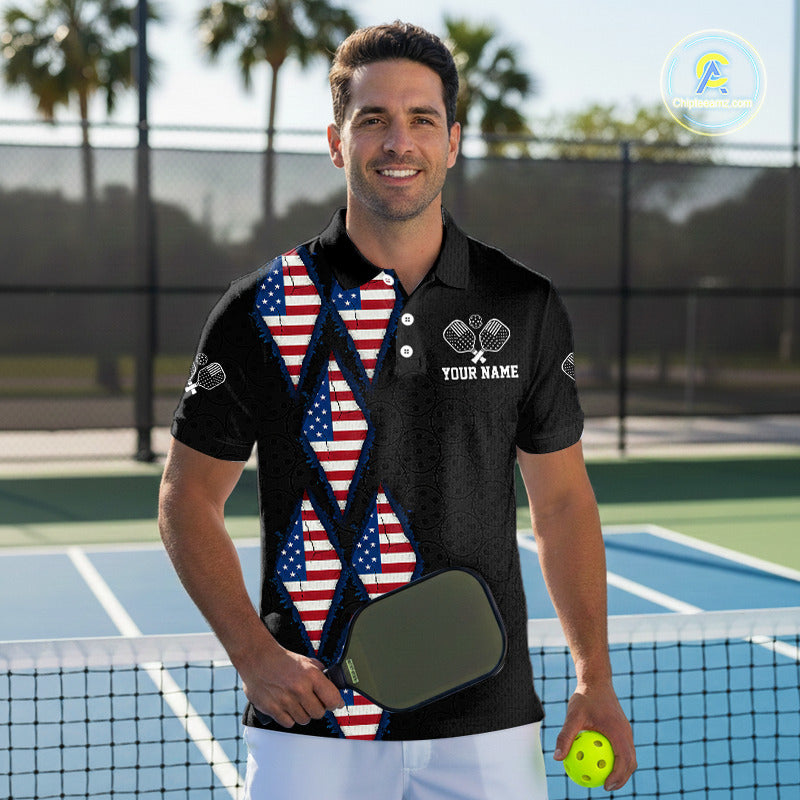 Custom USA Flag Pickleball Ball Jerseys For Men Patriotic Pickleball Paddle League Shirts NYN2133