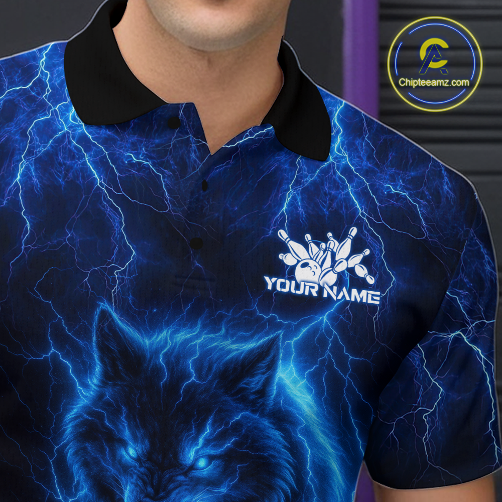 Lightning Wolf Bowling Shirts for Team Women Men Custom Wolf Bowling Jerseys Flame MBL200