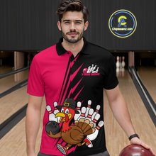 Load image into Gallery viewer, Pink Turkey Bowling Shirts for Women Men Team Custom Bowling Jerseys Thanksgiving MBL180