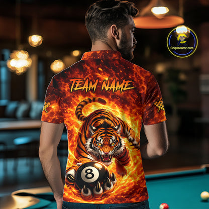 Red Flames Wolf Claw Hold 8 Ball 3D Unique Billiard Shirt For Men Personalized Pool Balls Shirts NYN2651