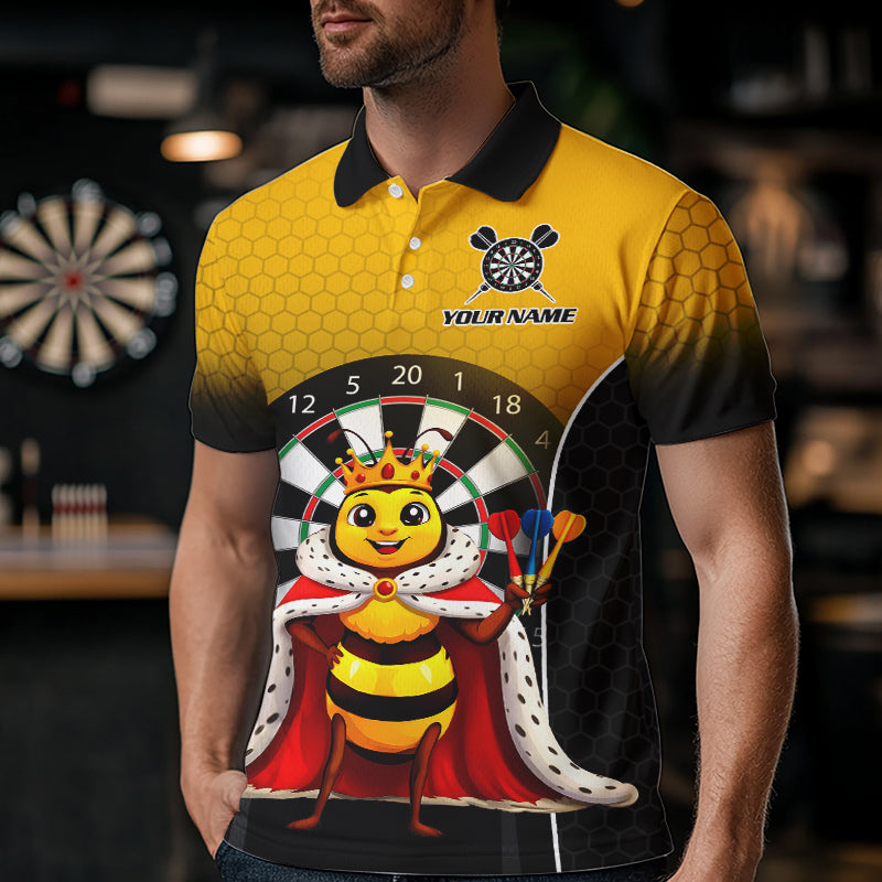 Custom Funny King Bee Dart Shirt Dart Team Jersey for Men Dartboard Polo & 1/4 Zip Shirts NNT164